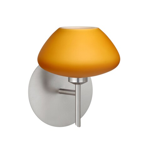 Besa Lighting Peri Mini Sconce, Amber Matte, Satin Nickel Finish, 1x5W LED 1SW-541080-LED-SN